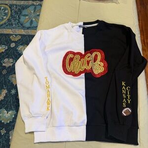 NWT Unique Kansas City Chiefs Sweatshirt Black/ White Crewneck Size S